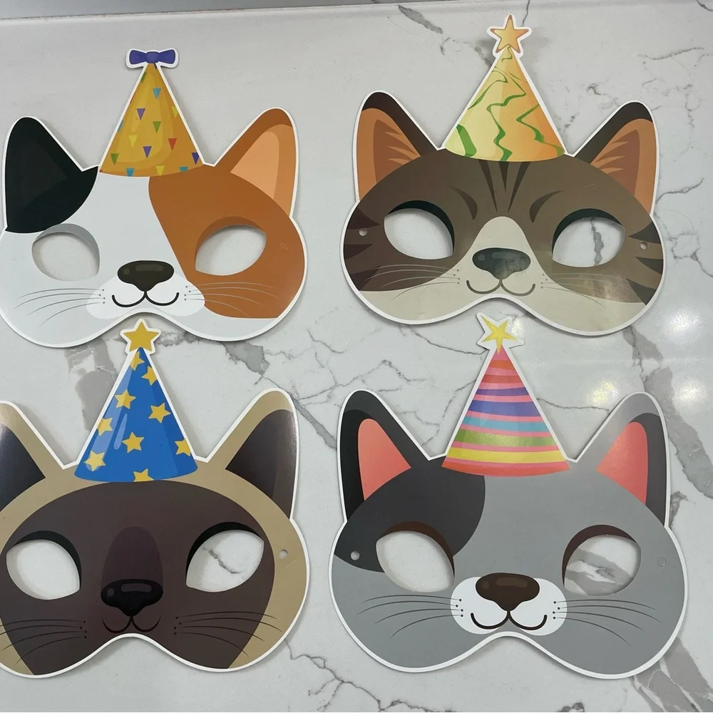 Cat Face Party Masks - 27 Multi Color Animal Mask Set